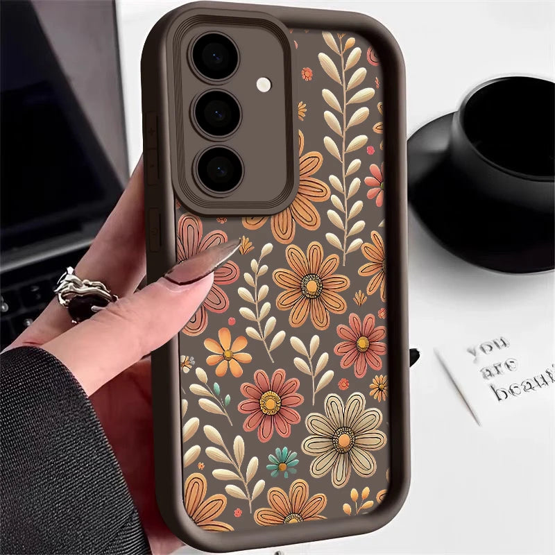Cartoon Sunflower Print Case For Samsung Galaxy A17 A57 A56 A16 A55 A15 A37 A35 5G S26 S25 S24 Ultra S23 S24 FE TPU Phone Cover