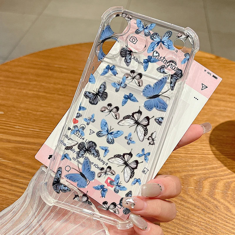 Beautiful Butterfly Pattern Phone Case For iPhone 17 Pro Max Air 16 15 Pro Max 14 13 12 Pro Max 11 Transparent Soft TPU Cover