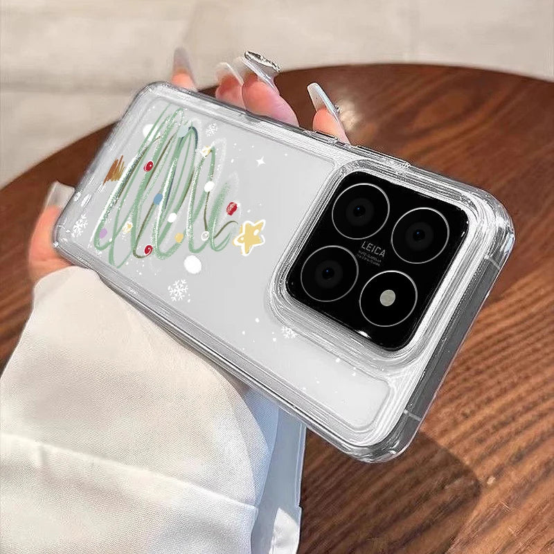 Soft TPU Phone Case For Xiaomi Redmi Note 14 13 Pro Plus 5G Note 11 12 13 14 Pro 13C 14C 4G Christmas Tree Print Clear Cover