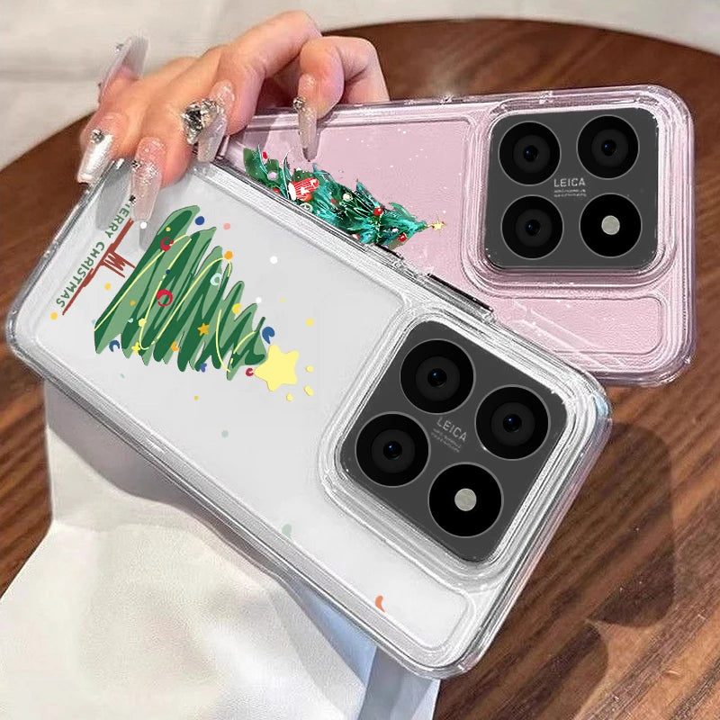 Soft TPU Phone Case For Xiaomi Redmi Note 14 13 Pro Plus 5G Note 11 12 13 14 Pro 13C 14C 4G Christmas Tree Print Clear Cover