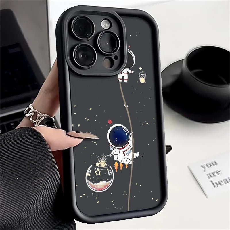 Space Astronaut Print TPU Case For iPhone 17 Air 16e 15 16 Pro Max 14 Plus 13 12 17 Pro 11 Shockproof Soft Silicone Phone Cover