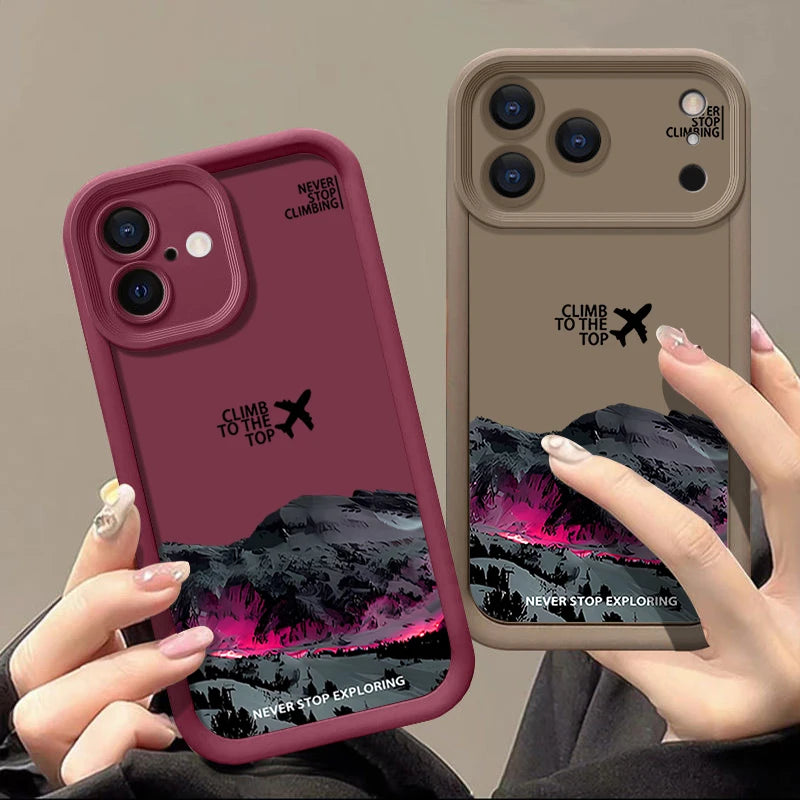 TPU Phone Case For iPhone 17 Pro 16e 15 16 Pro Max 14 16 Plus 13 12 Pro Max Air Airplane Snow Mountain Patterned Soft Back Cover