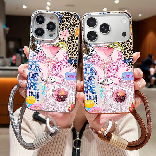 Wrist Strap Lanyard Phone Case For iPhone 17 16 15 Pro Max 14 15 Plus 13 12 Pro Max 11 Air Leopard Print Pattern Soft TPU Cover