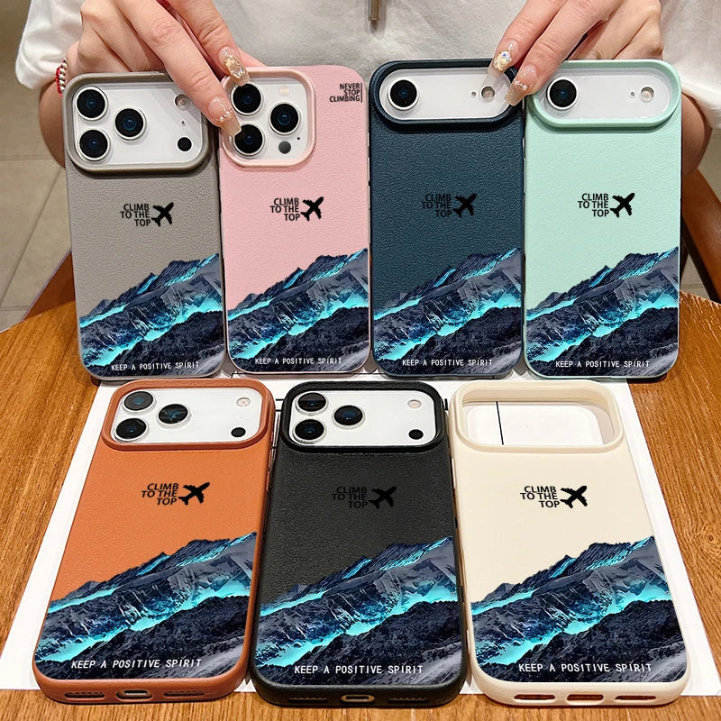 Snow Mountain Printed TPU Phone Case For iPhone 17 16e 16 15 Pro Max 14 13 12 Pro Max 11 Air Soft Leather Texture Silicone Cover