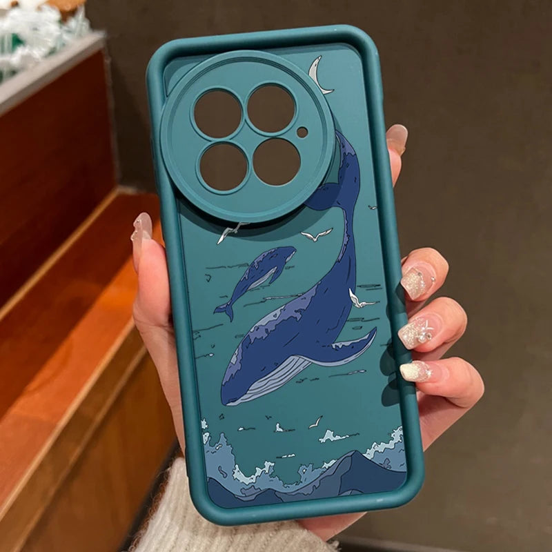 Soft Silicone Phone Case For OnePlus 13 13T 12 13R 12R 11R 5G Shockproof Sea Whale Printing TPU Cover For OnePlus Ace 5 3 2
