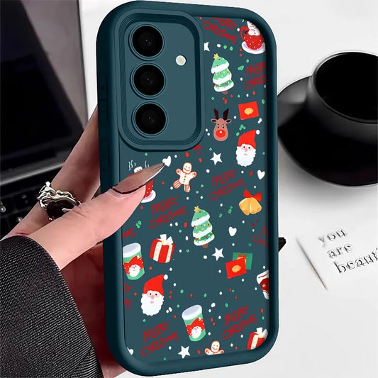 Christmas Pattern TPU Case For Samsung Galaxy A17 A56 A16 A55 A15 a36 A25 A26 5G S25 Edge S23 S24 Ultra S24 S25 FE Phone Cover