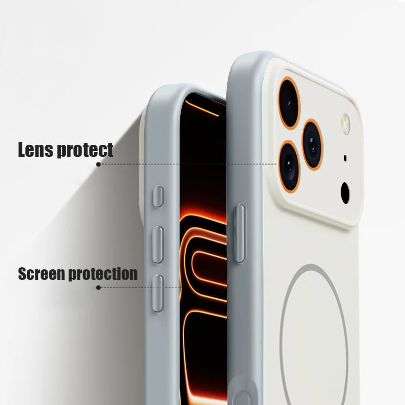 Magnetic Phone Case For iPhone 17 Pro 16 15 14 13 Pro Max For Magsafe Wireless Charge Pink Flower Printed Hard PC Back Cover