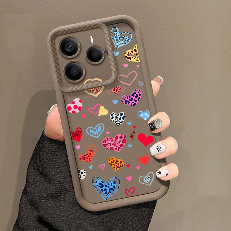 Colorful Love Heart Printed TPU Phone Case For Xiaomi 14T Pro For Xiaomi 13T 11T Pro Shockproof Soft Silicone Back Cover Fundas