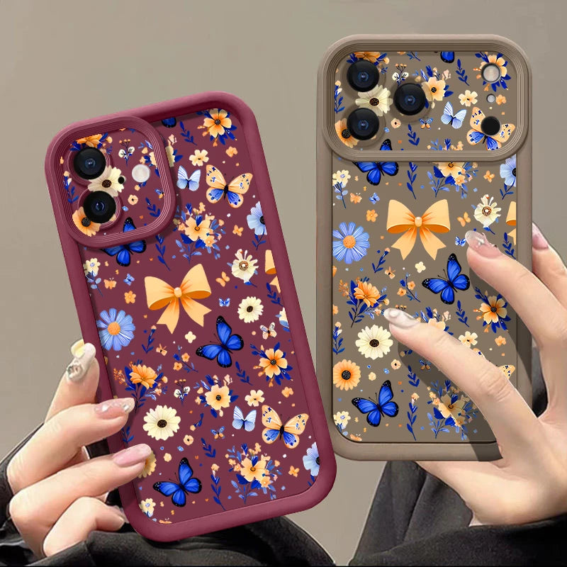 Blue Butterfly Pattern TPU Phone Case For iPhone 17 Pro Air 16e 15 16 Pro Max 14 16 Plus 13 12 Pro Max Soft Silicone Back Cover