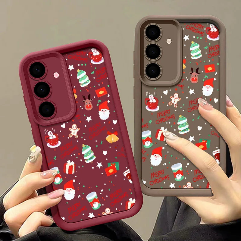 Christmas Pattern TPU Case For Samsung Galaxy A17 A56 A16 A55 A15 a36 A25 A26 5G S25 Edge S23 S24 Ultra S24 S25 FE Phone Cover