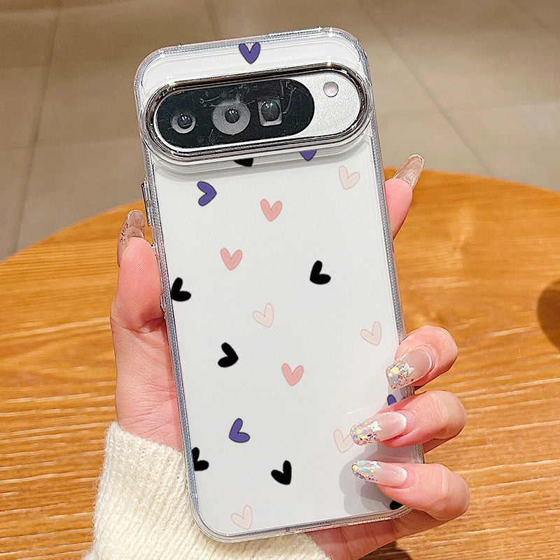 Tiny Hearts Printed TPU Phone Case For Google Pixel 10 9 8 7 Pro Pixel 9 10 Pro XL 7A 8A 9A Shockproof Silicone Clear Back Cover