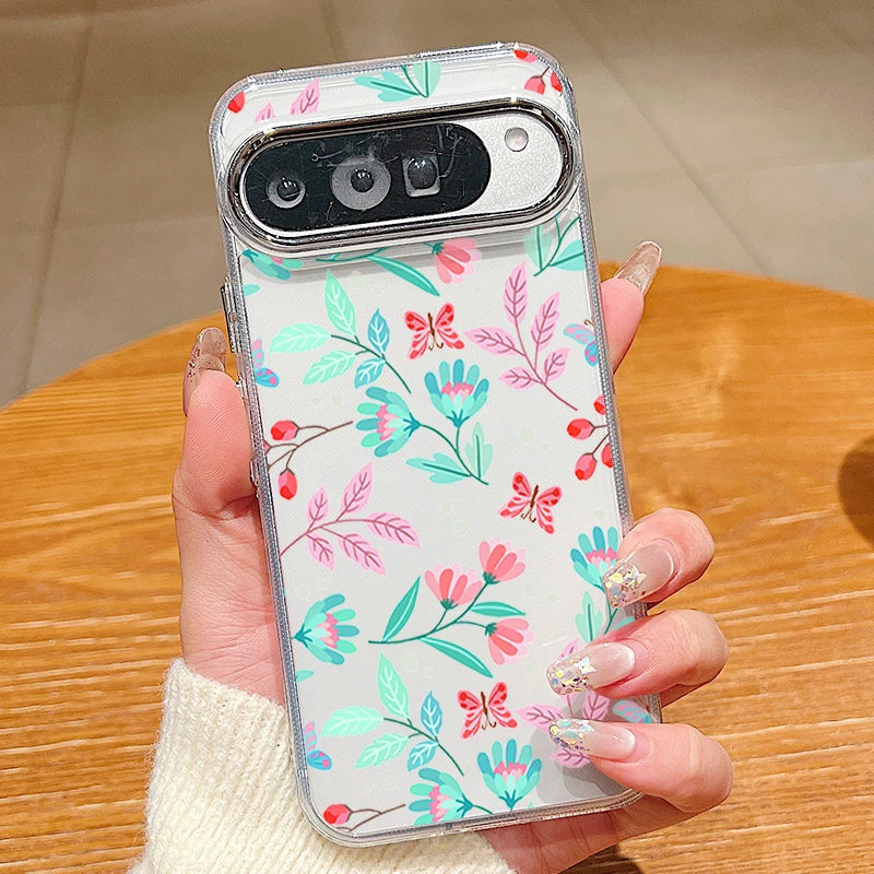 Cartoon Flower Pattern TPU Phone Case For Google Pixel 10 9 8 7 Pro Pixel 9 10 Pro XL 7A 8A 9A Soft Silicone Clear Back Cover