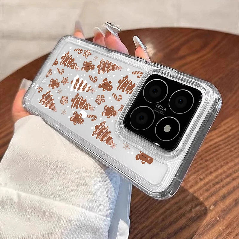 Soft TPU Phone Case For Xiaomi Redmi Note 14 13 Pro Plus 5G Note 11 12 13 14 Pro 13C 14C 4G Christmas Tree Print Clear Cover