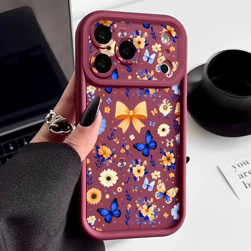 Blue Butterfly Pattern TPU Phone Case For iPhone 17 Pro Air 16e 15 16 Pro Max 14 16 Plus 13 12 Pro Max Soft Silicone Back Cover