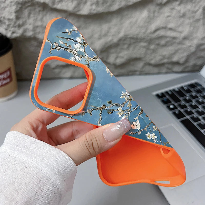 White Flowers Pattern Phone Case For iPhone 17 16e 16 15 Pro Max 14 13 12 Pro Max 11 Air Soft Leather Texture TPU Back Cover