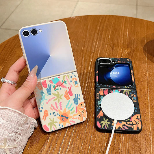 Abstract Art Paintings Phone Case For Samsung Galaxy Z Flip 7 FE 6 5 4 3 5G Flip6 Flip5 Flip4 Flip3 For Magsafe Soft TPU Cover