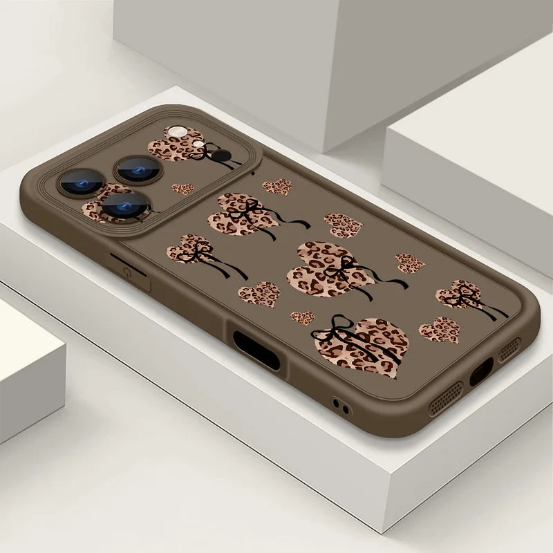 Soft TPU Phone Case For iPhone 17 Pro Air 16e 15 16 Pro Max 14 16 Plus 13 12 Pro Max Leopard Print Heart Pattern Silicone Cover