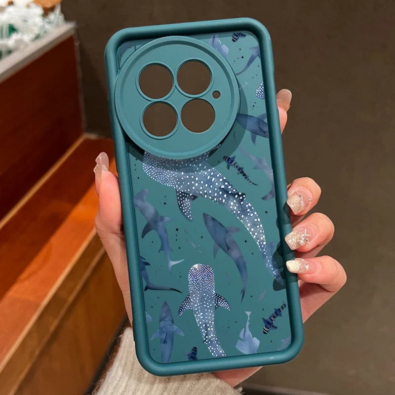 Soft Silicone Phone Case For OnePlus 13 13T 12 13R 12R 11R 5G Shockproof Sea Whale Printing TPU Cover For OnePlus Ace 5 3 2