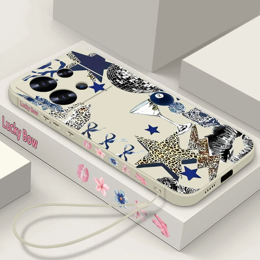 Five Pointed Star Printed Phone Case For Xiaomi Redmi Note 14 13 12 Pro 4G Note 13 14 Pro Plus 5G 13C 11 Pro Lanyard TPU Cover