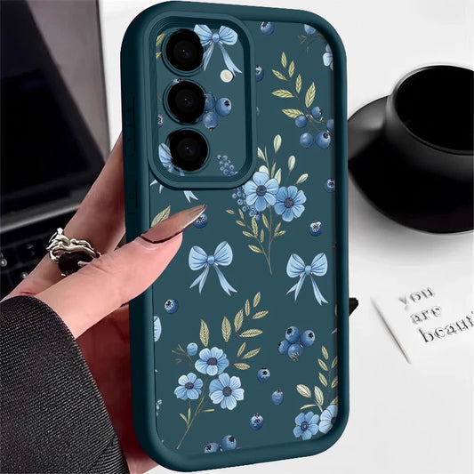 Soft TPU Phone Case For Samsung Galaxy S25 S24 S23 Ultra S25 Edge S24 S23 FE S22 Plus Blueberry Printed Silicone Protect Cover