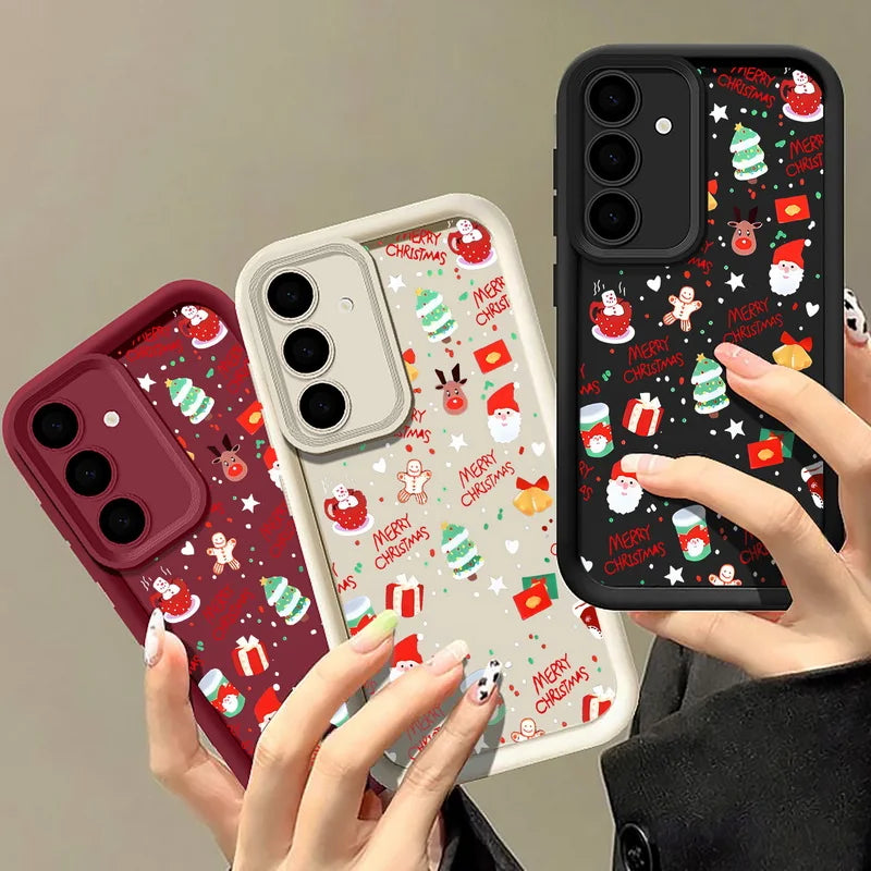 Christmas Pattern TPU Case For Samsung Galaxy A17 A56 A16 A55 A15 a36 A25 A26 5G S25 Edge S23 S24 Ultra S24 S25 FE Phone Cover
