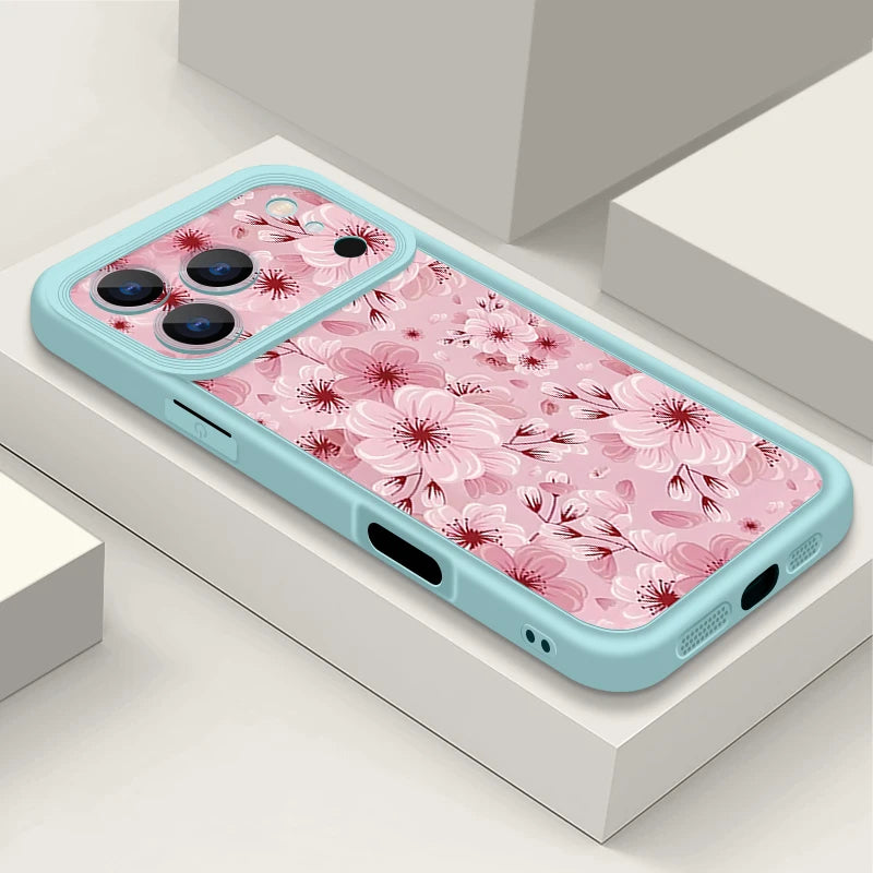 TPU Phone Case For iPhone 17 16e 15 16 Pro Max 14 16 Plus For iPhone Air 13 12 Pro Max Pink Peach Blossoms Pattern Soft Cover