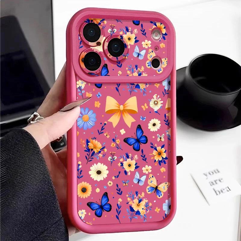 Blue Butterfly Pattern TPU Phone Case For iPhone 17 Pro Air 16e 15 16 Pro Max 14 16 Plus 13 12 Pro Max Soft Silicone Back Cover