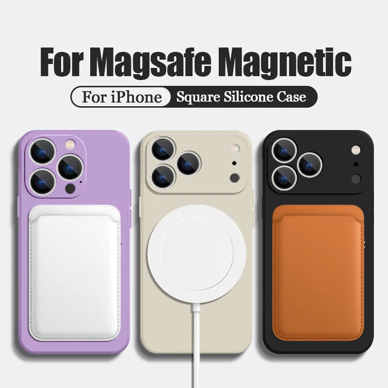 Magnetic For Magsafe Case For iPhone 17 Pro Max Air 16E 16 15 14 13 12 Pro Max 11 Leopard Print Love Heart Lanyard TPU Cover