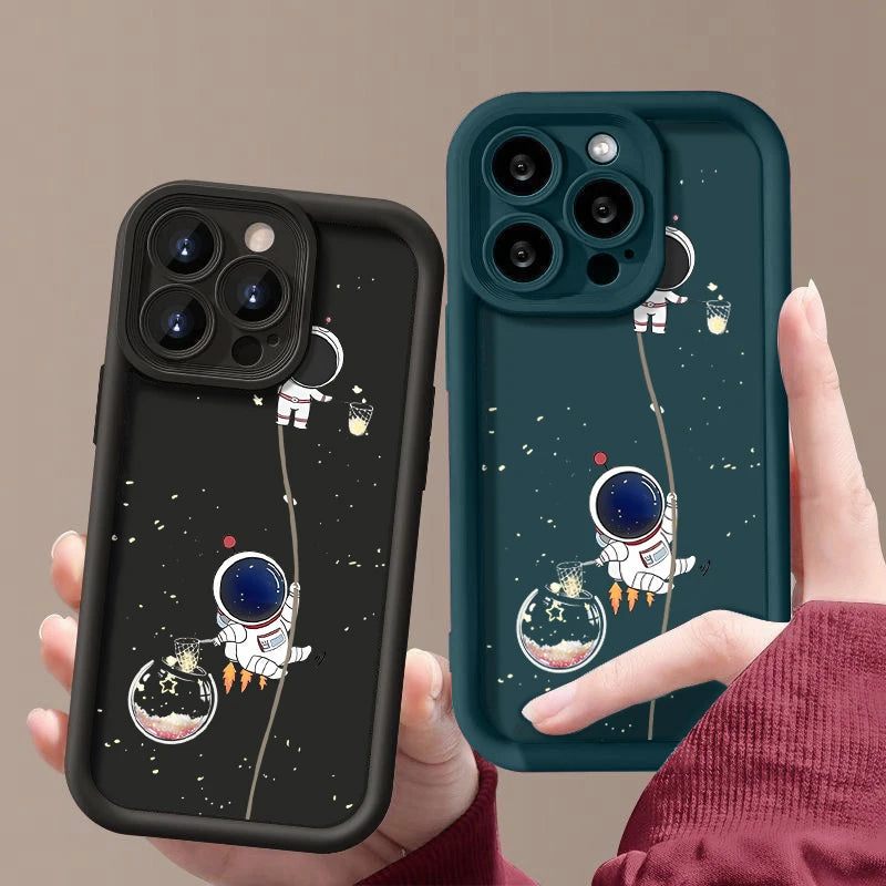 Space Astronaut Print TPU Case For iPhone 17 Air 16e 15 16 Pro Max 14 Plus 13 12 17 Pro 11 Shockproof Soft Silicone Phone Cover