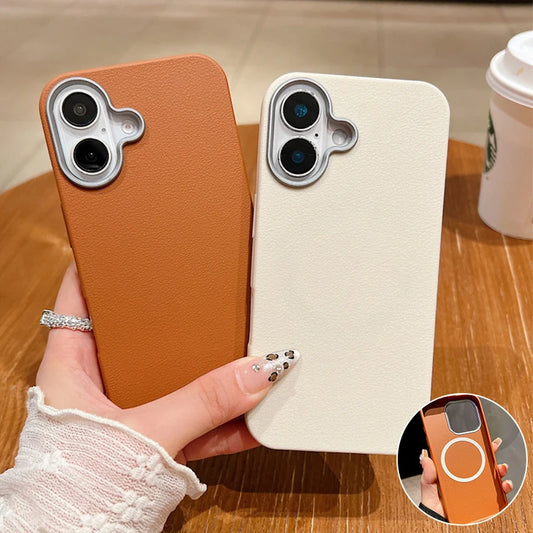 Leather Texture Soft TPU Case For Magsafe For iPhone 16 15 Pro Max 14 Plus 13 12 Pro Max 11 Shockproof Solid Color Phone Cover