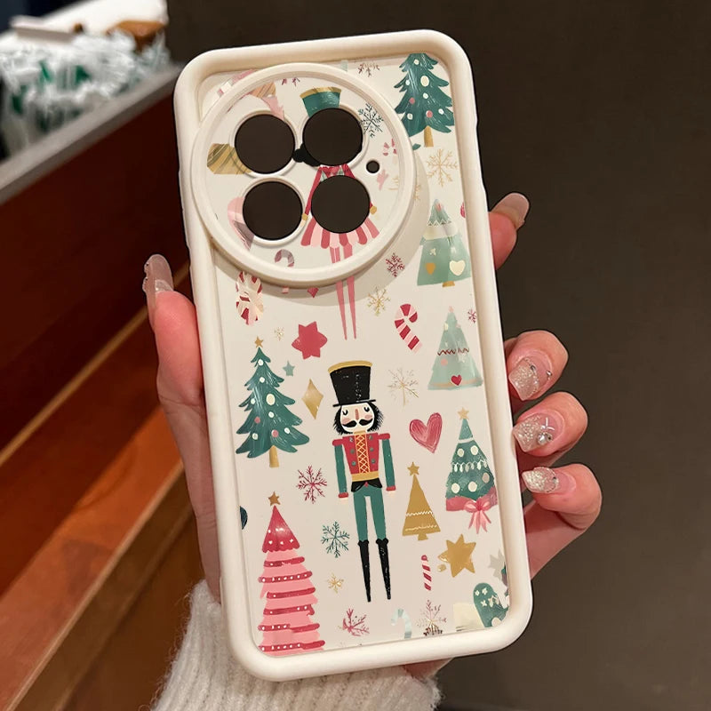 Soft TPU Phone Case For OnePlus 15 13 13T 12 13R 12R 11R 5G Christmas Tree Snowman Pattern Back Cover For OnePlus Nord 5 Ace 5 3