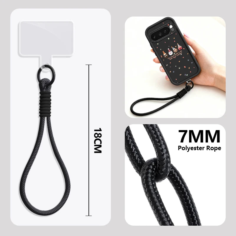 Christmas Doll Printed Phone Case For Google Pixel 10 8 7 Pro 8A Pixel 9 Pro XL Soft TPU Wrist Strap Lanyard Silicone Back Cover