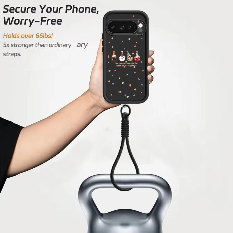 Christmas Doll Printed Phone Case For Google Pixel 10 8 7 Pro 8A Pixel 9 Pro XL Soft TPU Wrist Strap Lanyard Silicone Back Cover