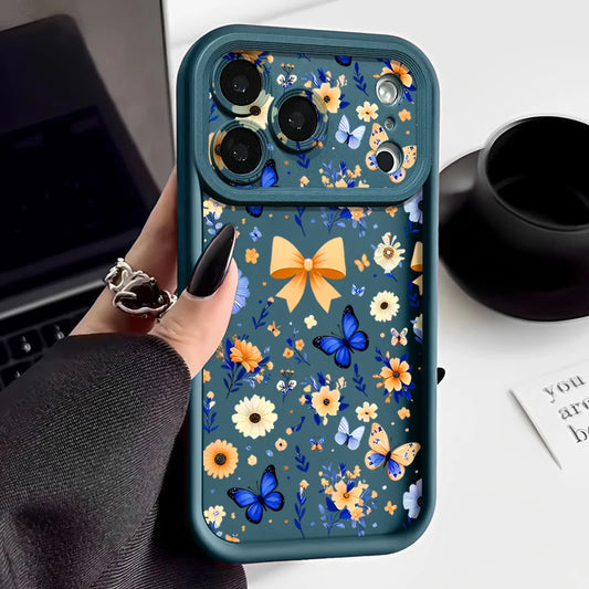 Blue Butterfly Pattern TPU Phone Case For iPhone 17 Pro Air 16e 15 16 Pro Max 14 16 Plus 13 12 Pro Max Soft Silicone Back Cover