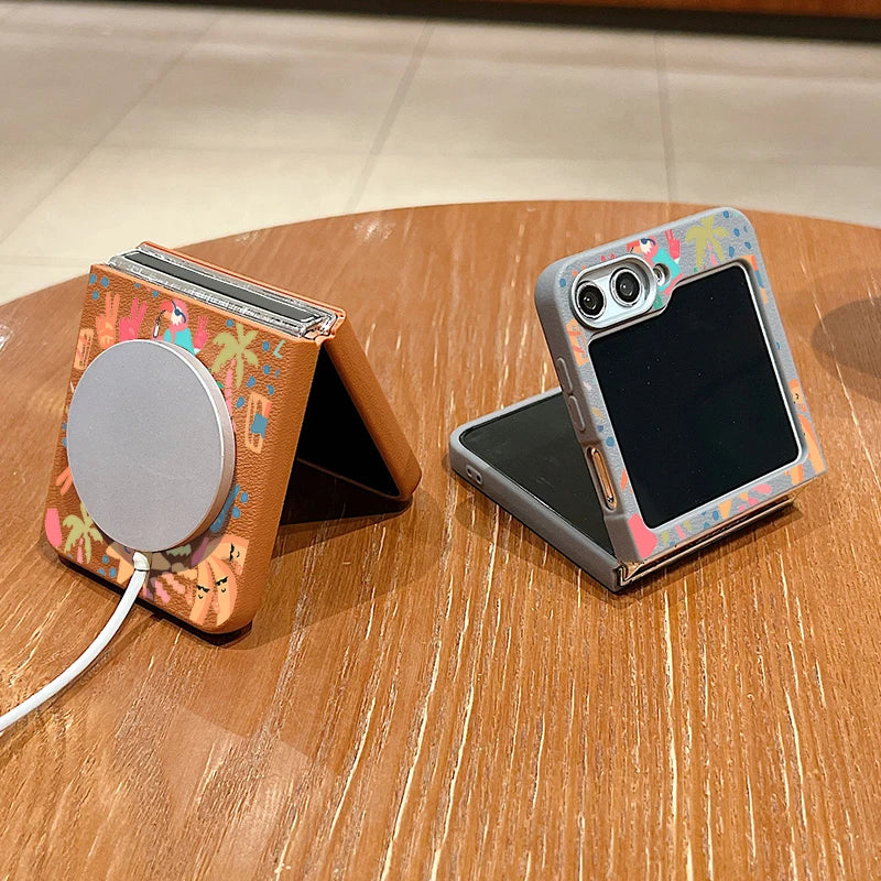 Abstract Art Paintings Phone Case For Samsung Galaxy Z Flip 7 FE 6 5 4 3 5G Flip6 Flip5 Flip4 Flip3 For Magsafe Soft TPU Cover