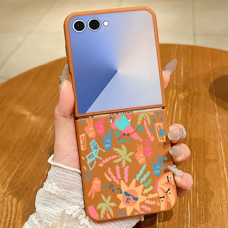 Abstract Art Paintings Phone Case For Samsung Galaxy Z Flip 7 FE 6 5 4 3 5G Flip6 Flip5 Flip4 Flip3 For Magsafe Soft TPU Cover