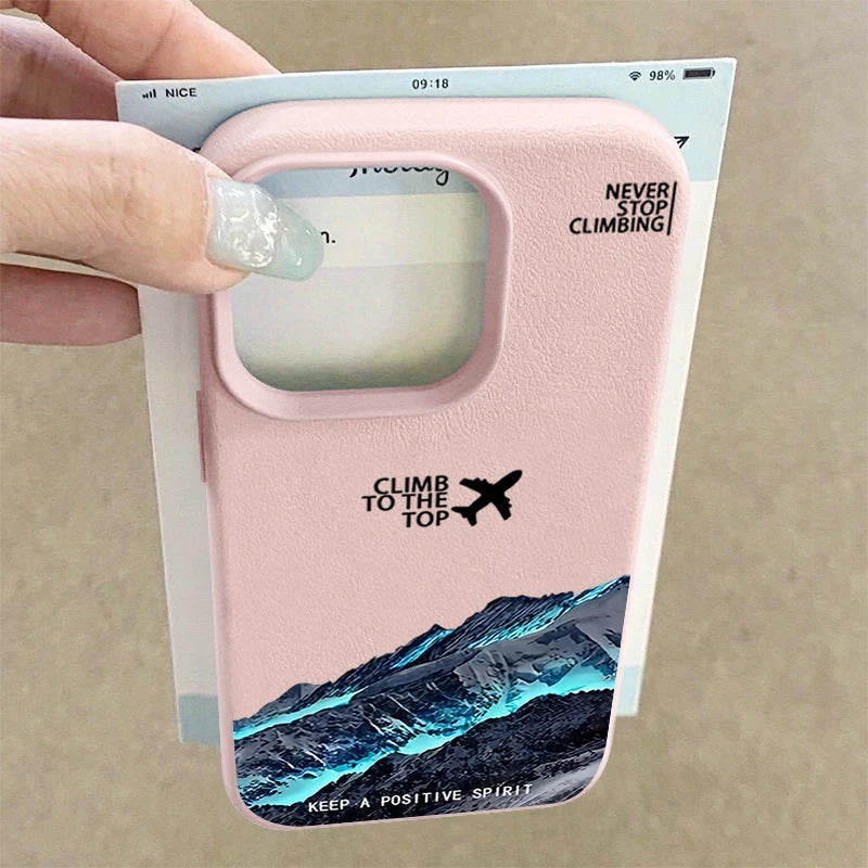 Snow Mountain Printed TPU Phone Case For iPhone 17 16e 16 15 Pro Max 14 13 12 Pro Max 11 Air Soft Leather Texture Silicone Cover