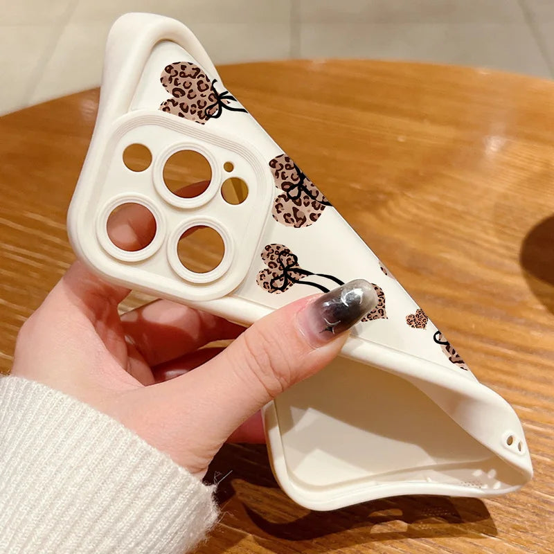 Soft TPU Phone Case For iPhone 17 Pro Air 16e 15 16 Pro Max 14 16 Plus 13 12 Pro Max Leopard Print Heart Pattern Silicone Cover