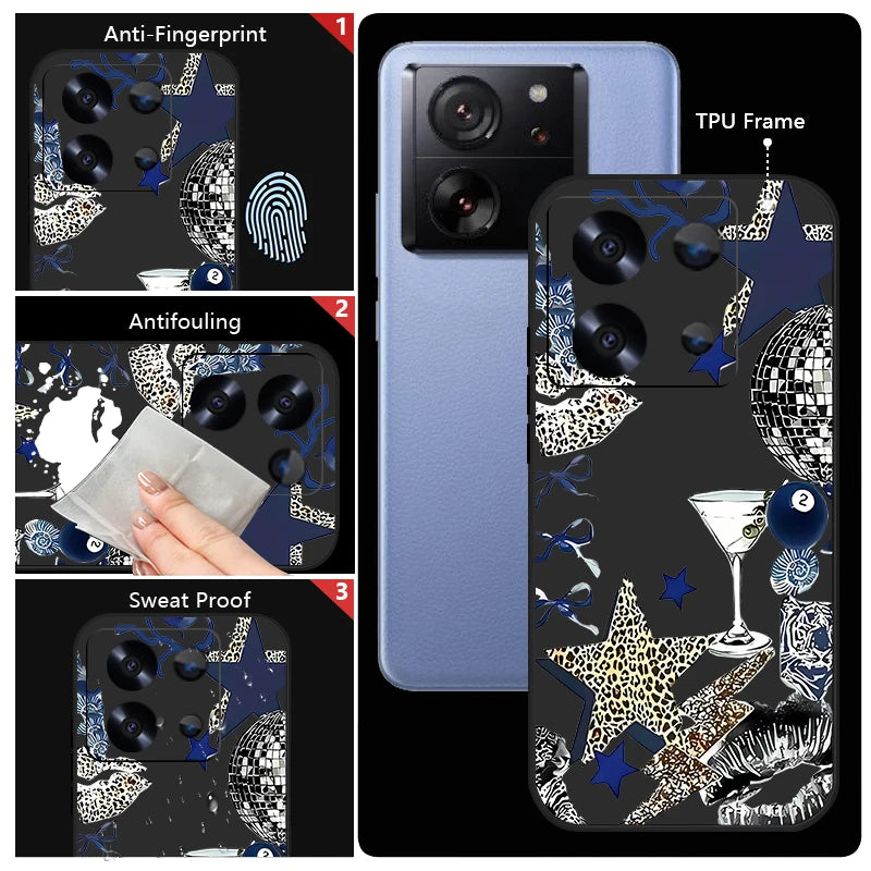 Five Pointed Star Printed Phone Case For Xiaomi Redmi Note 14 13 12 Pro 4G Note 13 14 Pro Plus 5G 13C 11 Pro Lanyard TPU Cover