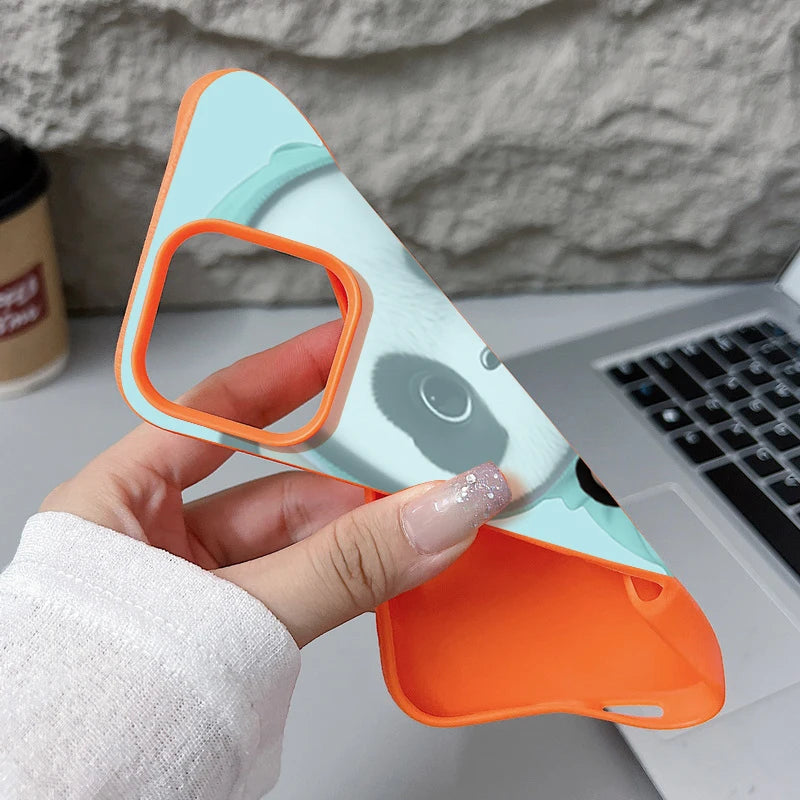 Cute Panda Printed TPU Phone Case For iPhone 17 16e 16 15 Pro Max 14 13 12 Pro Max 11 Air Soft Leather Texture Silicone Cover
